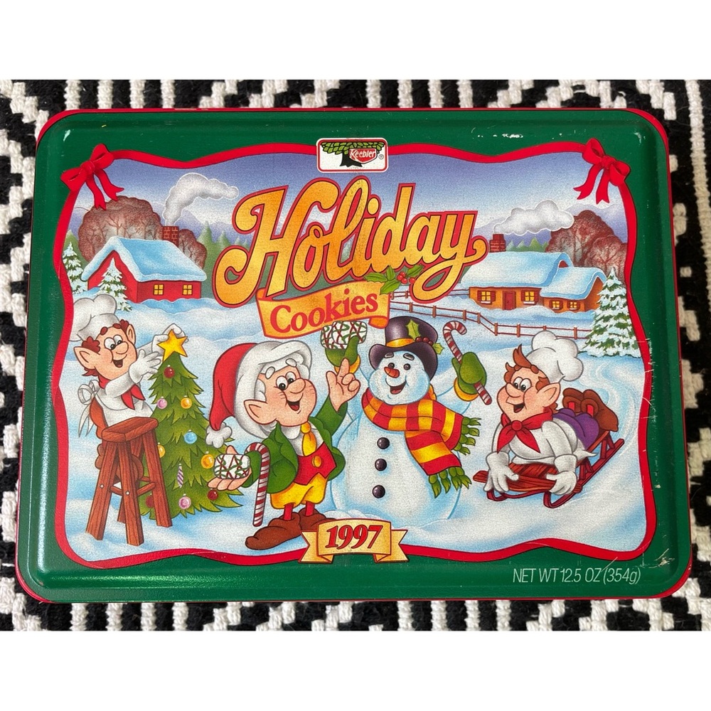 Vintage 1997 Keebler Elf Holiday Cookies Collectible Tin